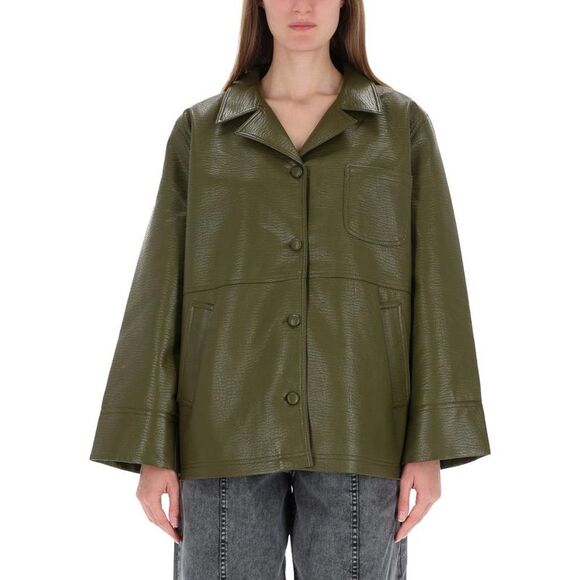 BAUM UND PFERDGARTEN Jackets & Blazers - BAUM UND PFERDGARTEN Women's Green Faux Leather Jacket Women GREEN Coats &